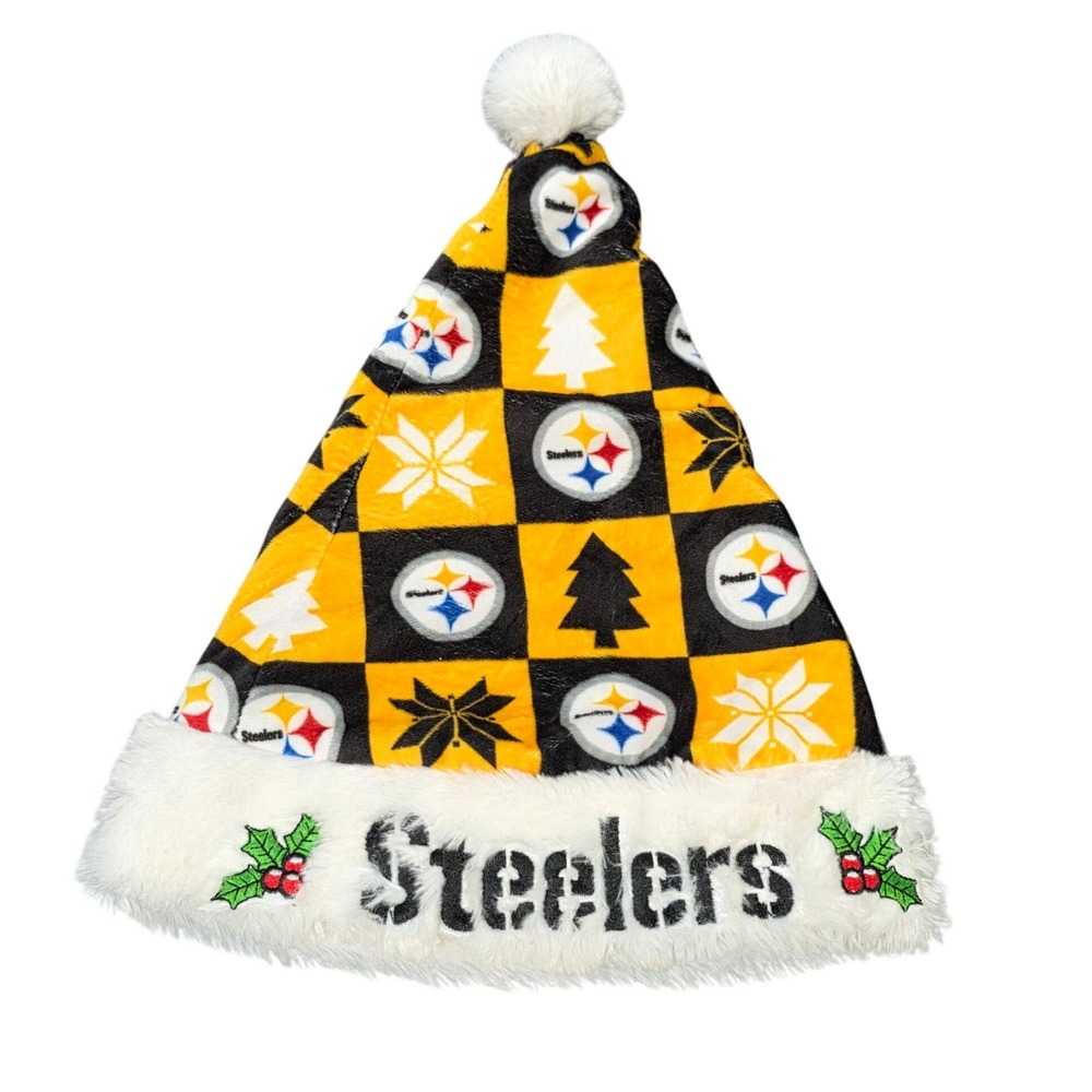 Forever Collectibles Pittsburgh Steelers NFL Santa Hat Black Yellow Holiday Fan